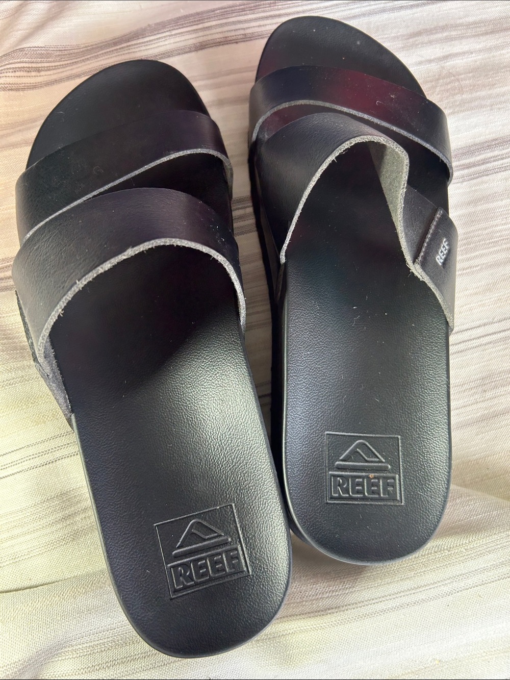 Reef Black Double-Strap Slide Sandals
